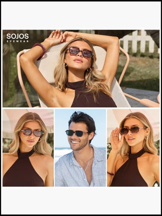 Retro Polarized Rectangular Hexagon Sunglasses UV400 Protection main image 5